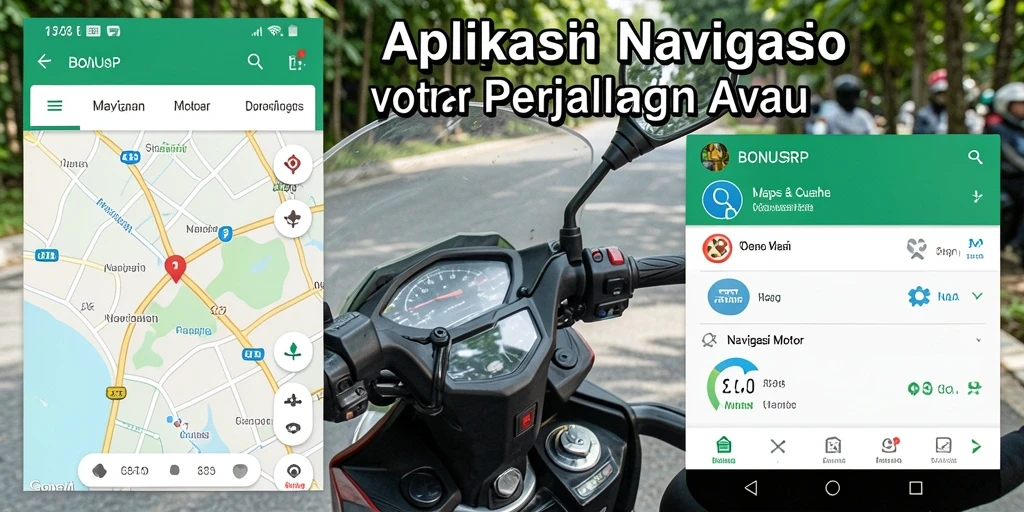 Tampilan antarmuka navigasi motor aplikasi BONUSRP yang user-friendly.
