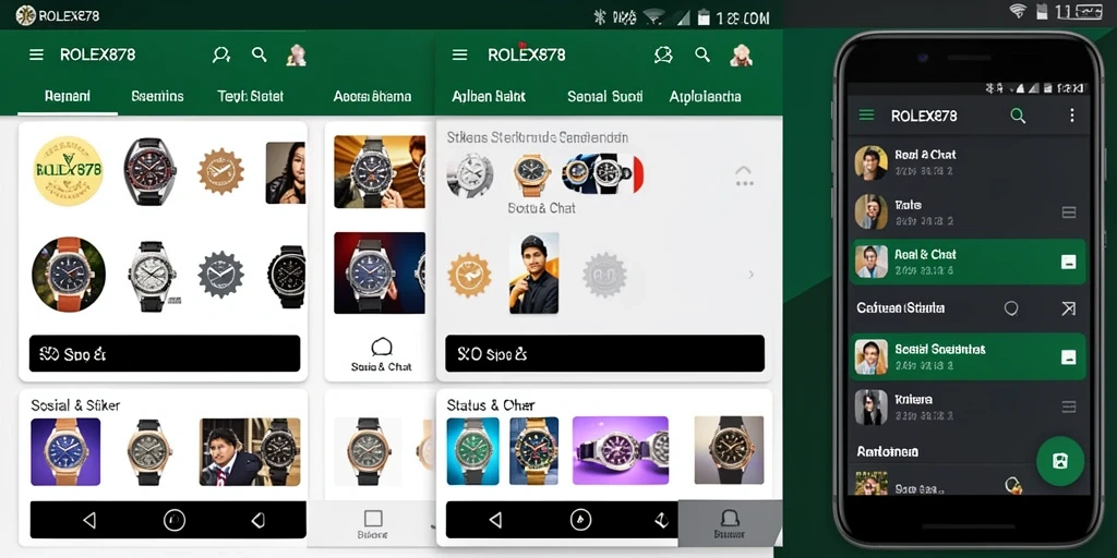 Tampilan utama antarmuka aplikasi ROLEX878 dengan berbagai pilihan stiker.
