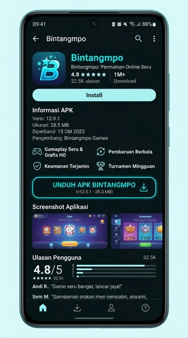 Tampilan halaman APK bintangmpo