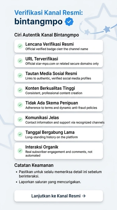 Tampilan kanal resmi bintangmpo